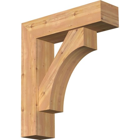 Ekena Millwork Westlake Block Smooth Bracket w/ Offset Brace, Western Red Cedar, 7 1/2"W x 28"D x 32"H BKT0806X28X32WTL05SWR